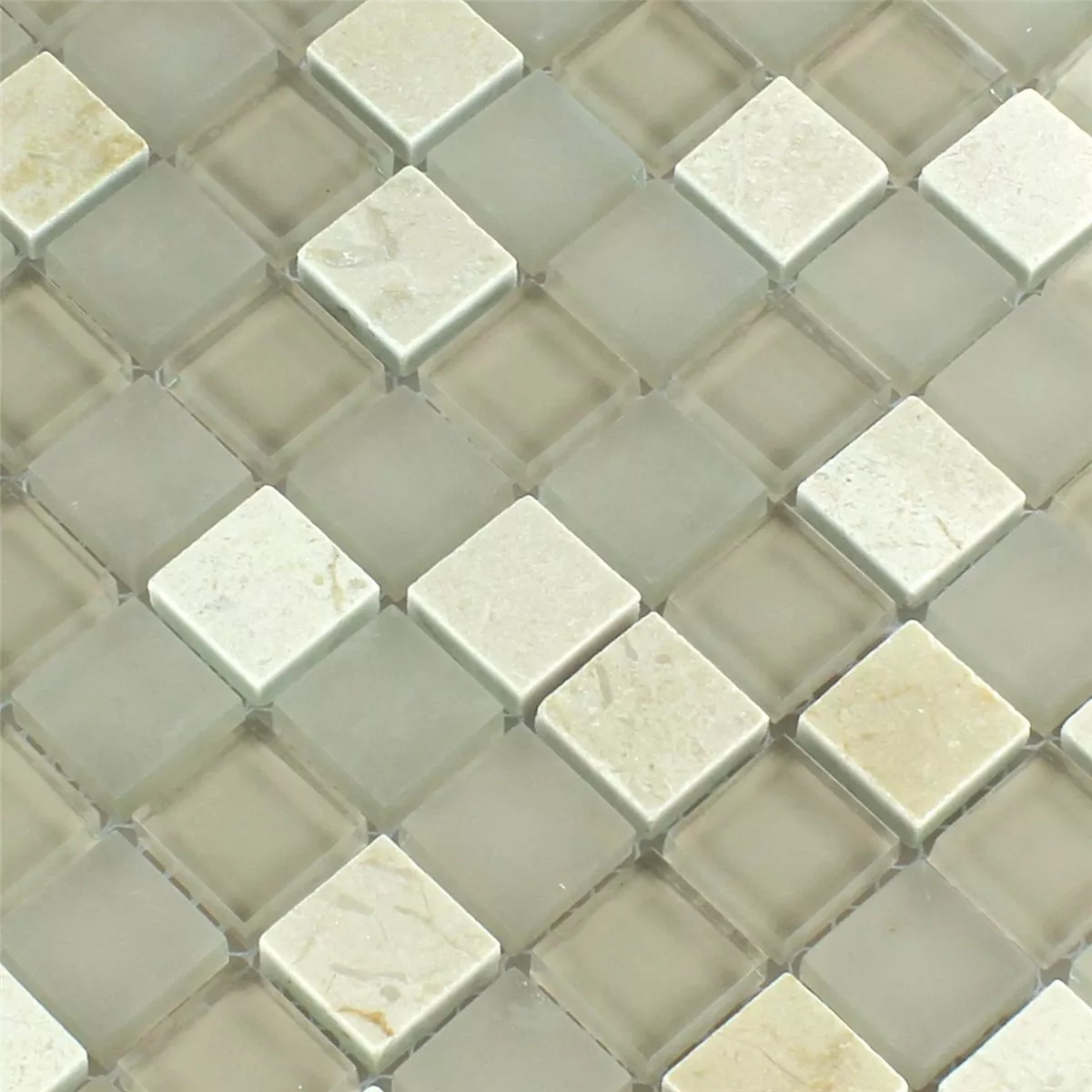 Mozaika Szkło Marmur Barbuda Kremowa 23x23x8mm