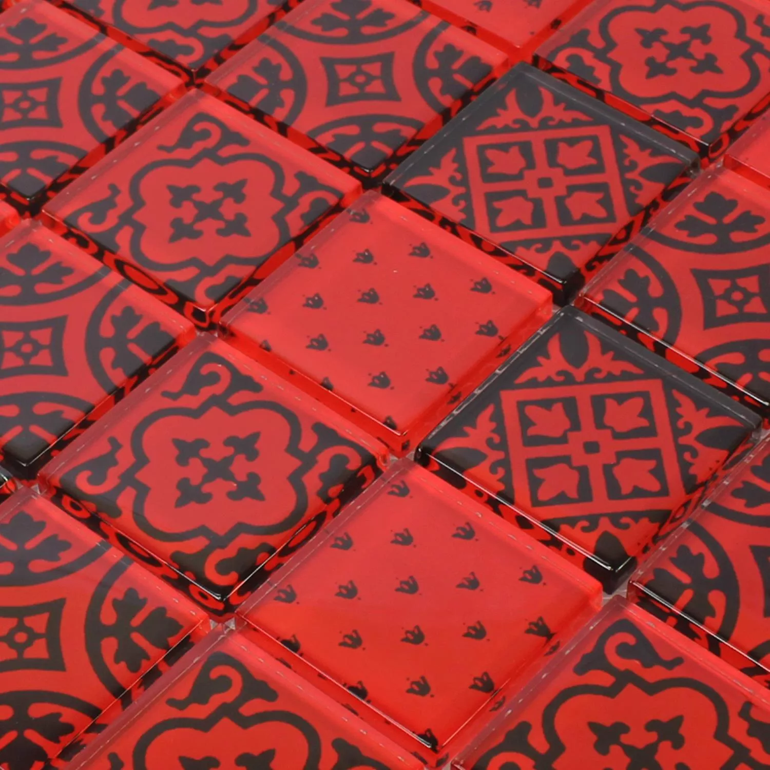 Mozaika Szkło Barock Ornament Czerwone