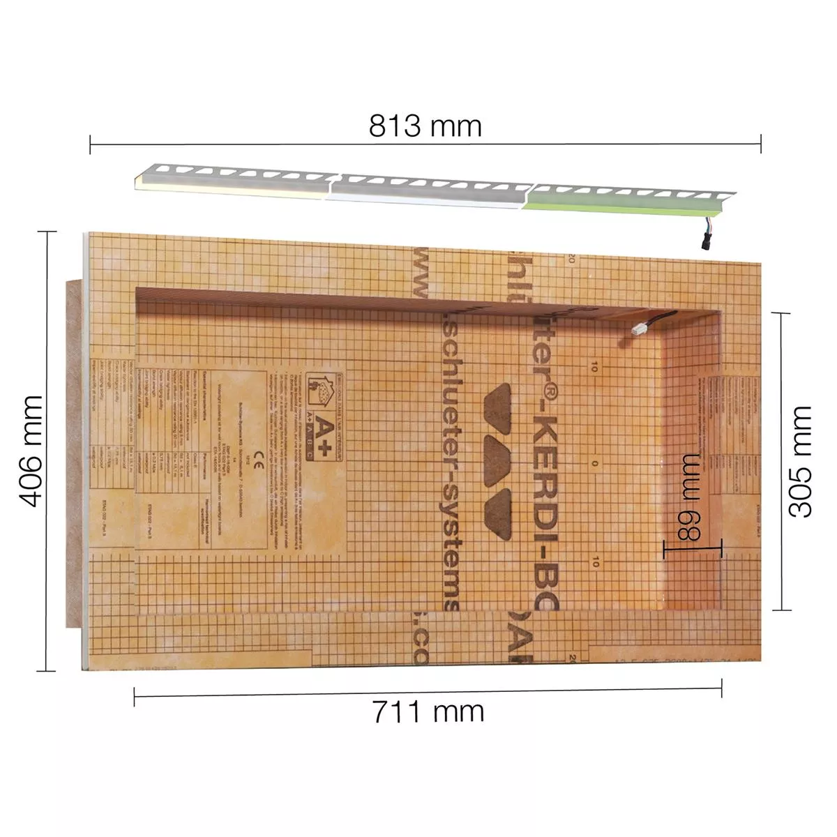 Schlüter Kerdi Board NLT zestaw niszowy z oświetleniem LED RGB 71,1 x 30,5 x 8,9 cm Schlüter Kerdi Board NLT zestaw niszowy z oświetleniem LED RGB 71,1 x 30,5 x 8,9 cm