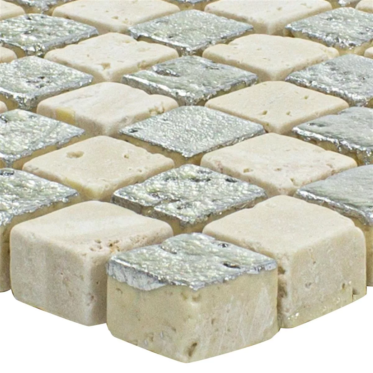 Próbka Marmur Kamień Naturalny Mozaika Płytki Antika Mix Srebrny Kremowa