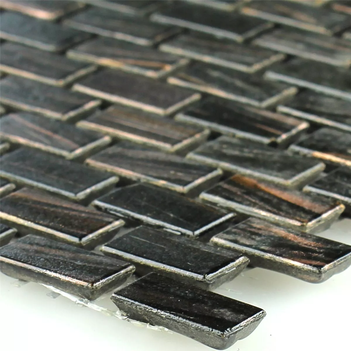 Próbka Mozaika Szklana Goldstar Brązowy Mini Brick