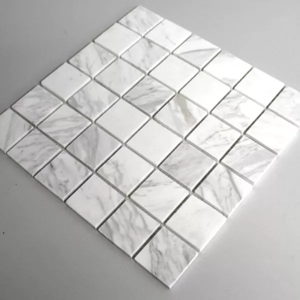 Płytki Mozaika Marmur 48x48x8mm Biały Polerowany