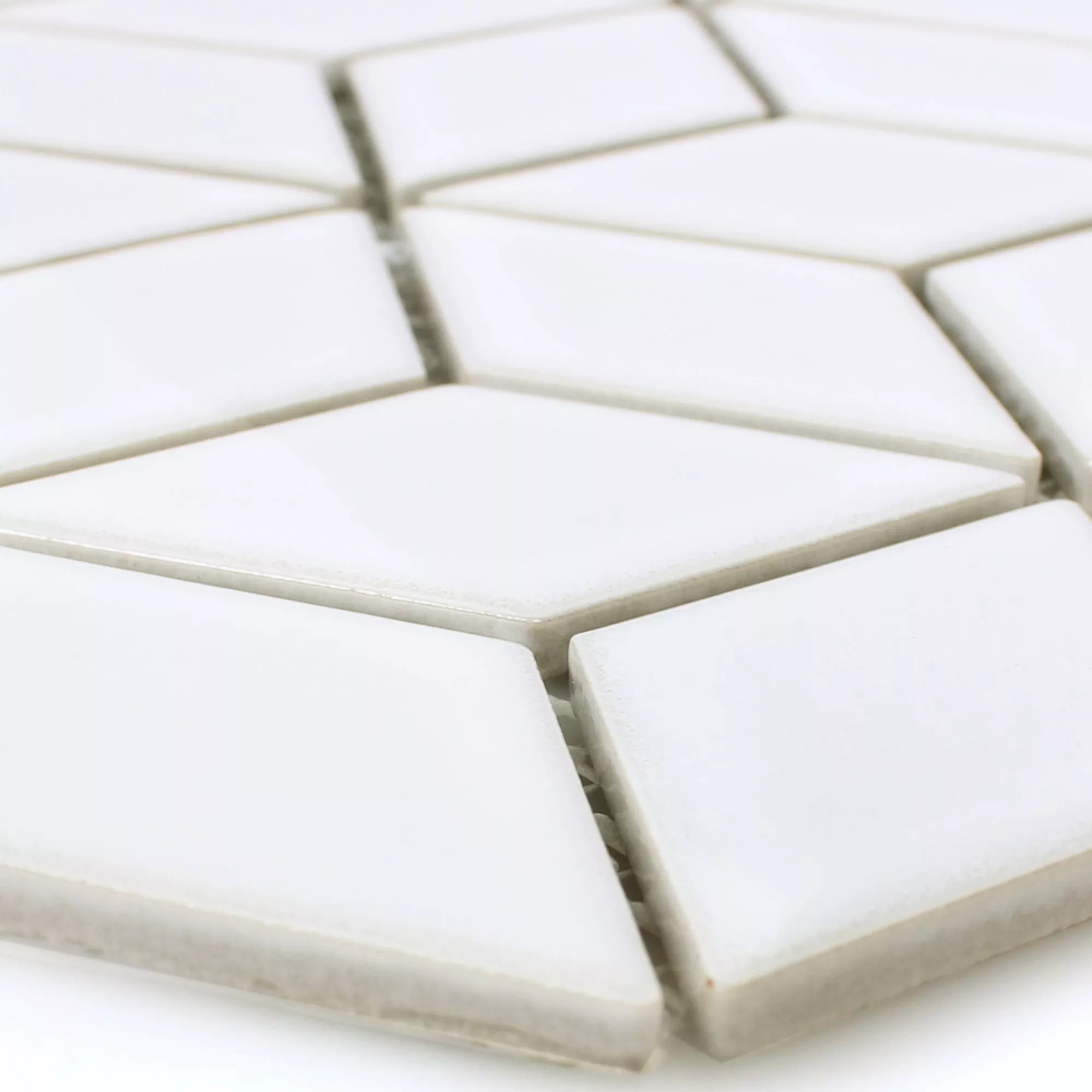 Próbka Ceramika Mozaika Cavalier 3D Kostki Biały Błyszczący