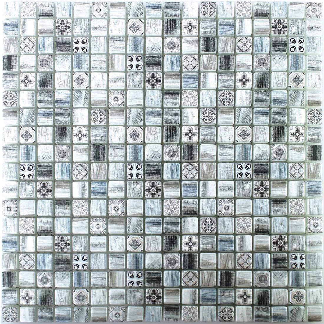 Próbka Mozaika Szklana Wygląd Drewna Płytki Vision Szary Niebieski