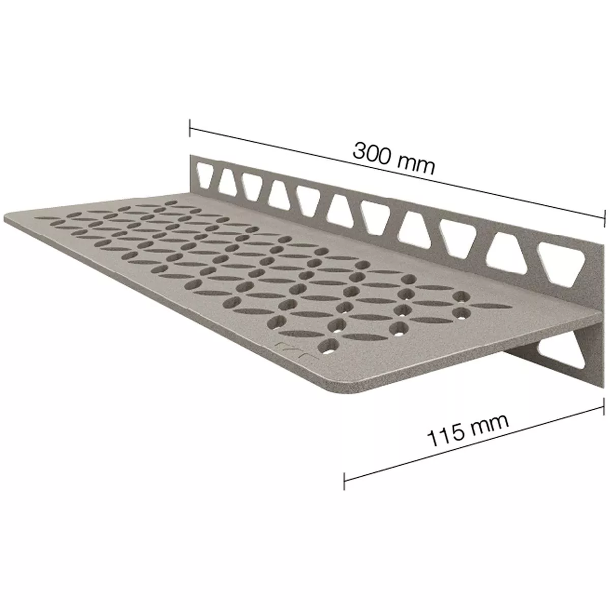 Półka prysznicowa półka ścienna Schlüter prostokąt 30x11,5cm kwiatowy szary