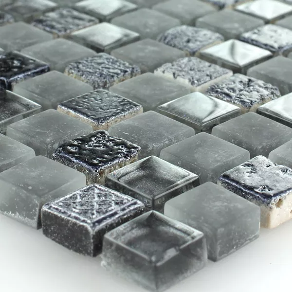 Próbka Mozaika Escimo Szkło Kamień Naturalny Mix Grey Black
