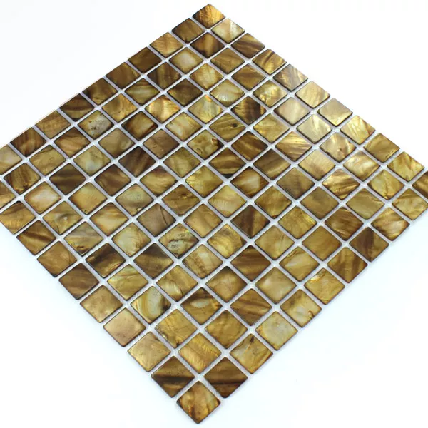 Mozaika Szkło Masa Perłowa Efekt 25x25x2mm Brązowy