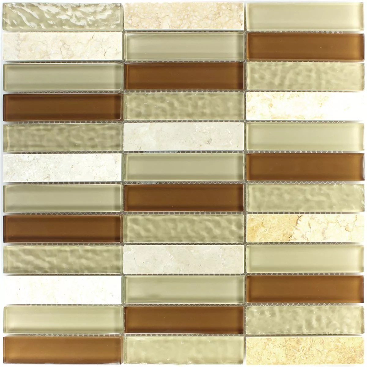 Mozaika Szkło Kamień Naturalny Brązowy Beżowy Stripes