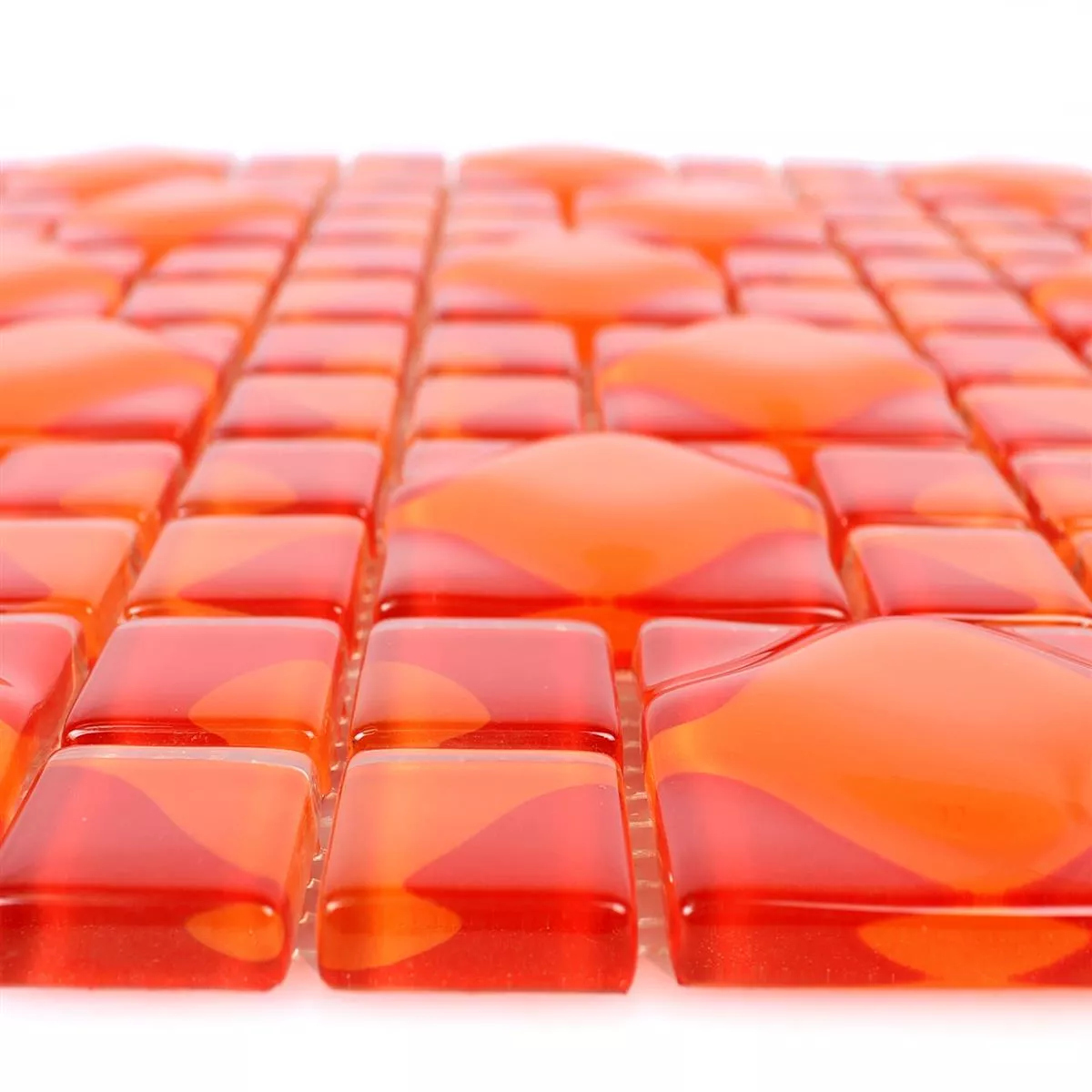 Próbka Mozaika Szklana Płytki Nokta Czerwony Pomarańczowy 3D