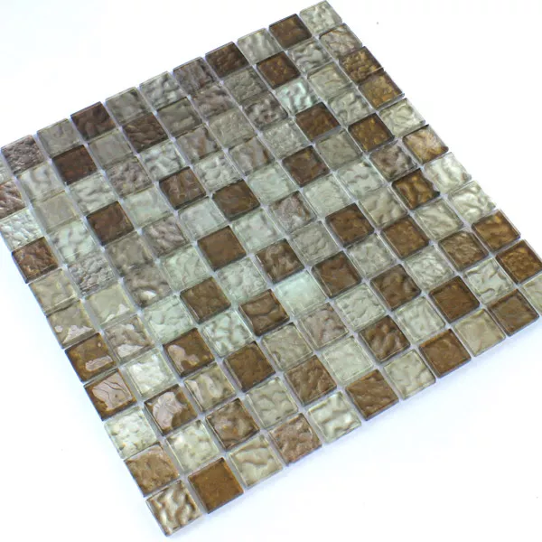 Mozaika Szklana 25x25x6mm Bursztyn Brązowy Mix