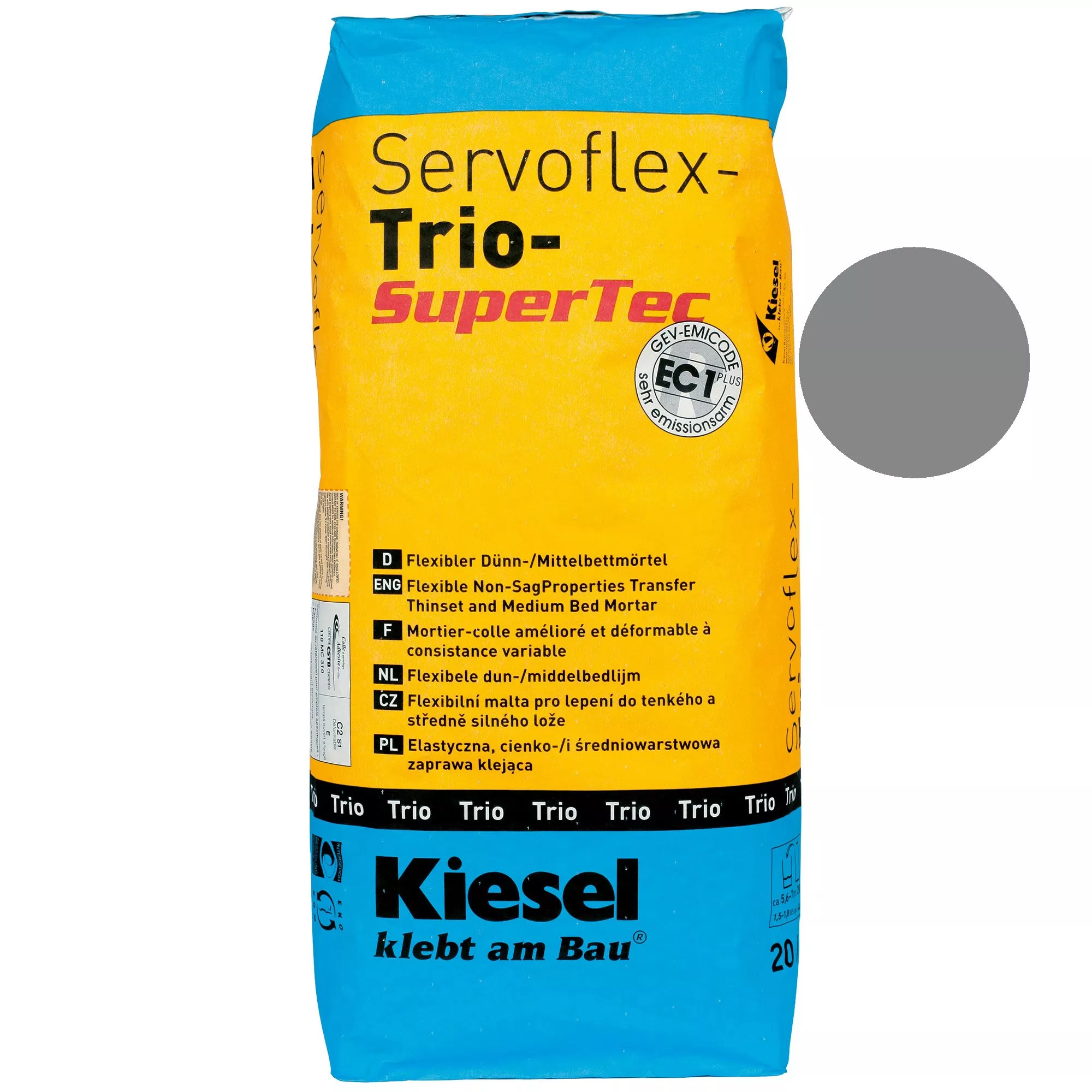 Klej Do Płytek Kiesel Servoflex Trio - Zaprawa Cienkowarstwowa Szara (20KG)