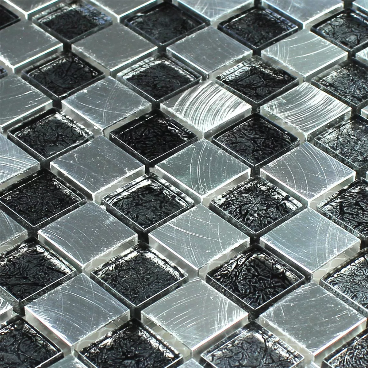 Mozaika Szkło Metal Szachownica 25x25x8mm
