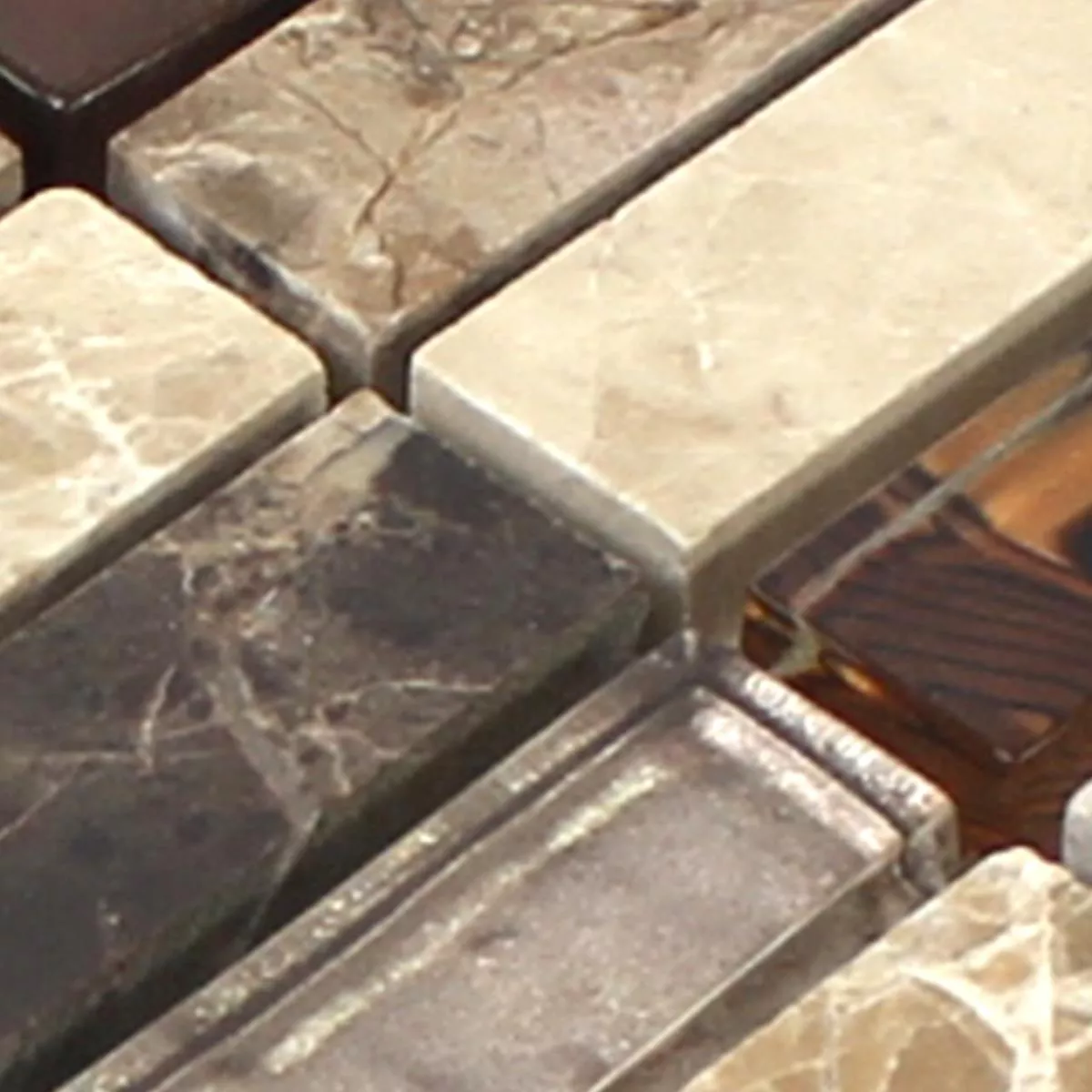 Próbka Mozaika Szkło Kamień Naturalny Beżowy Brązowy