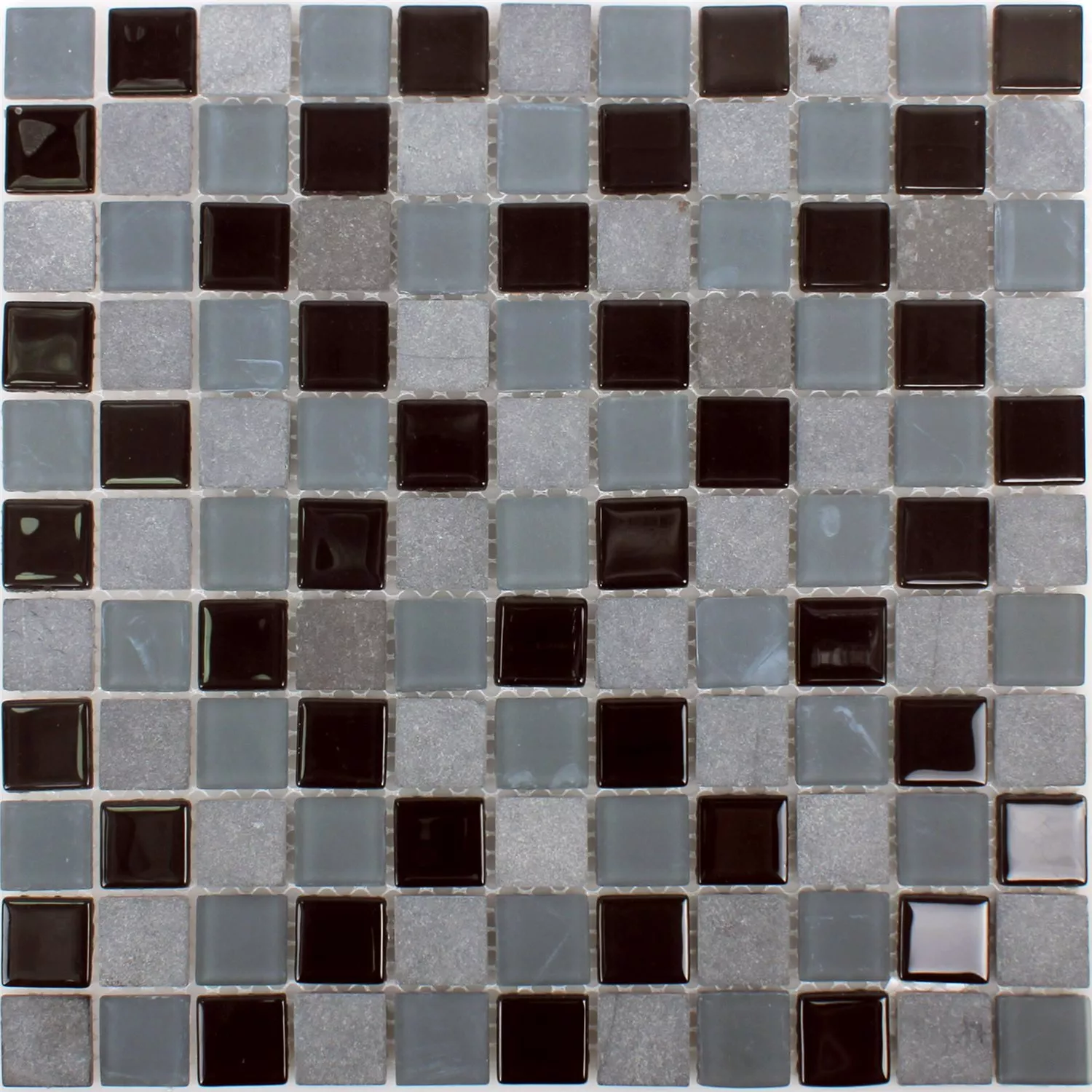 Mozaika Marmur Szkło Mix Kobra Czarny Szary 25