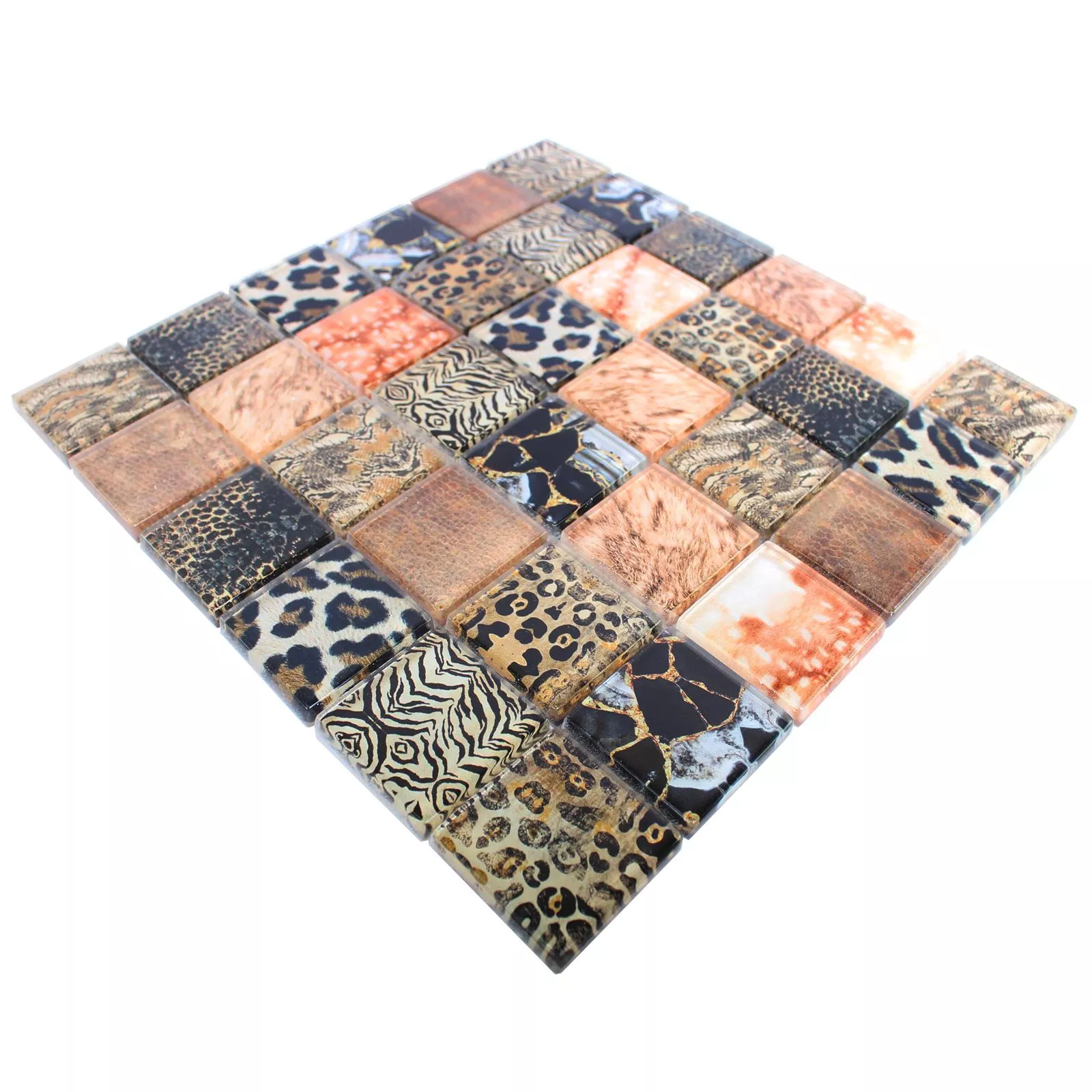 Mozaika Szklana Płytki Safari Czarny Beżowy