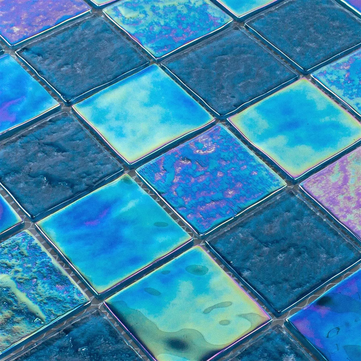 Mozaiki Szklana Płytki Masa Perłowa Efekt Carlos Niebieski 48