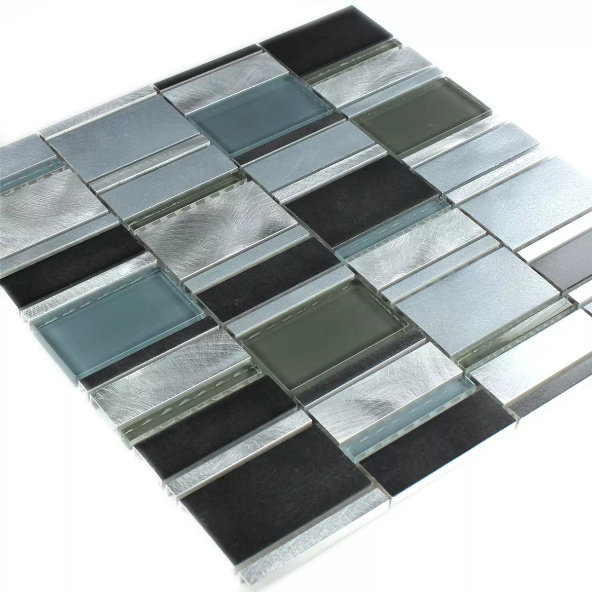 Mozaika Aluminium Szkło Niebieski Mix