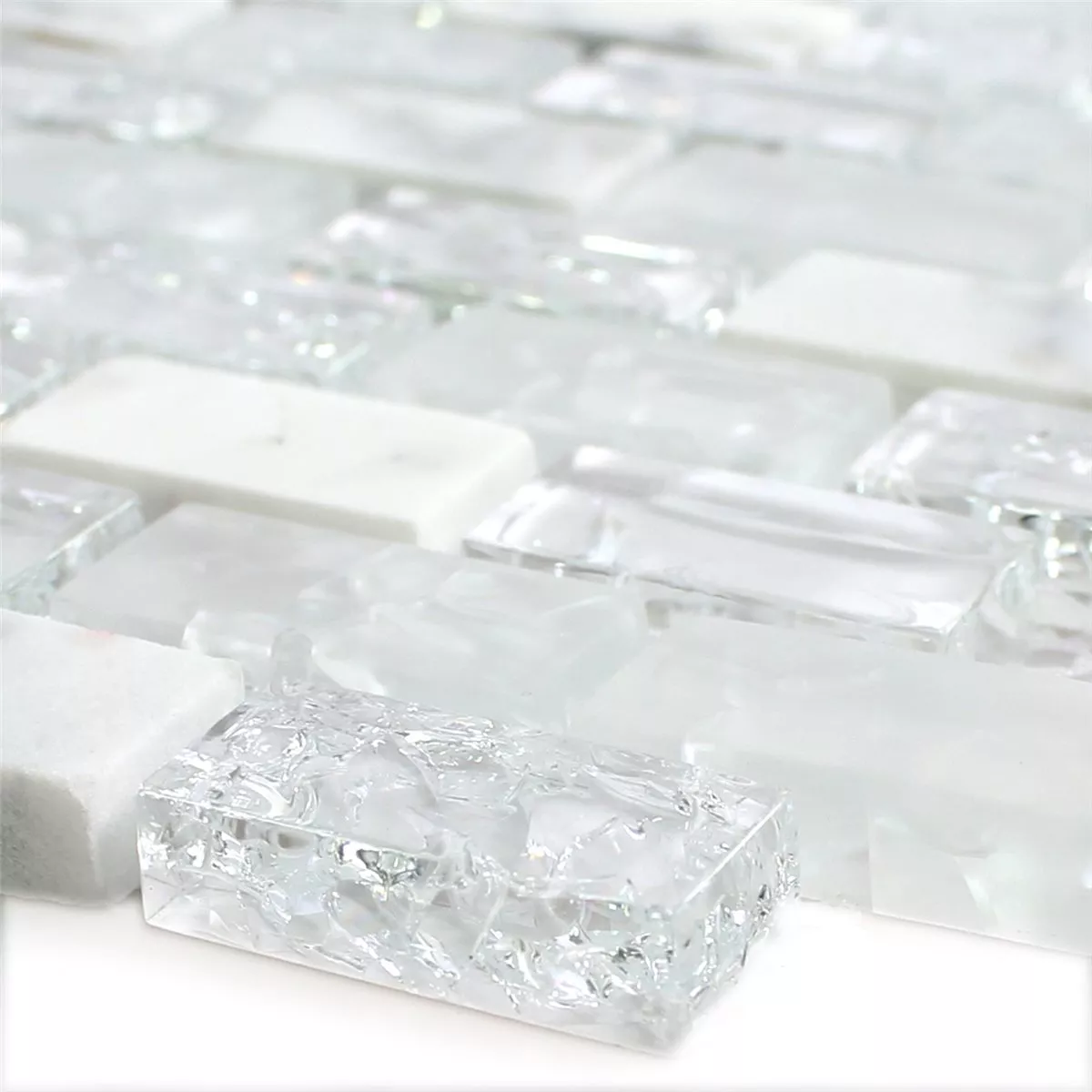 Próbka Mozaika Szkło Kamień Naturalny Złamane Biały Efekt Brick