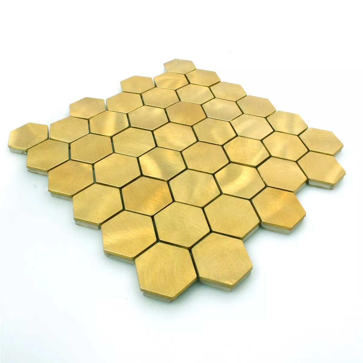 Próbka Mozaika Aluminium Manhatten Sześciokąt Złoto