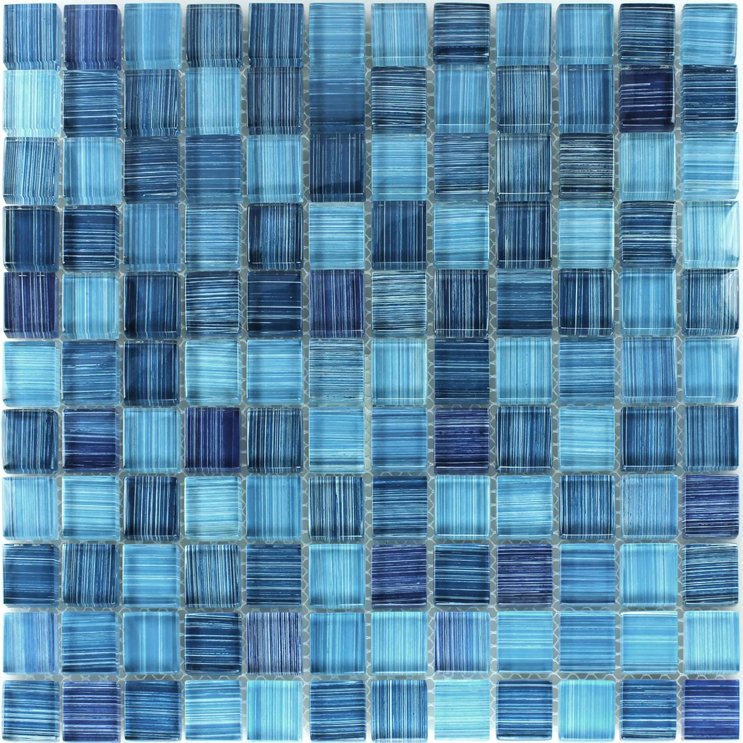 Mozaika Szklana Płytki Niebieski Paski