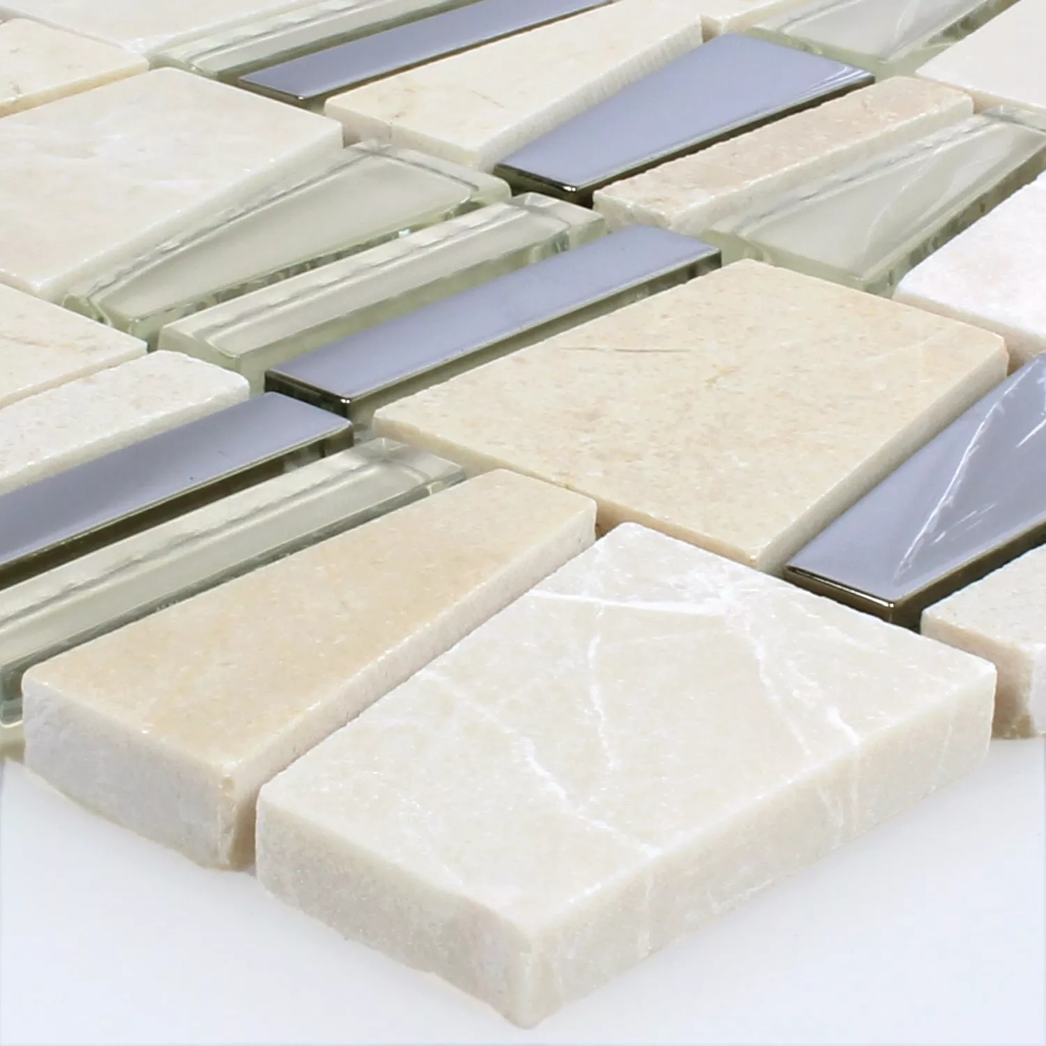 Próbka Mozaika Kamień Naturalny Szkło Beżowy Efekt