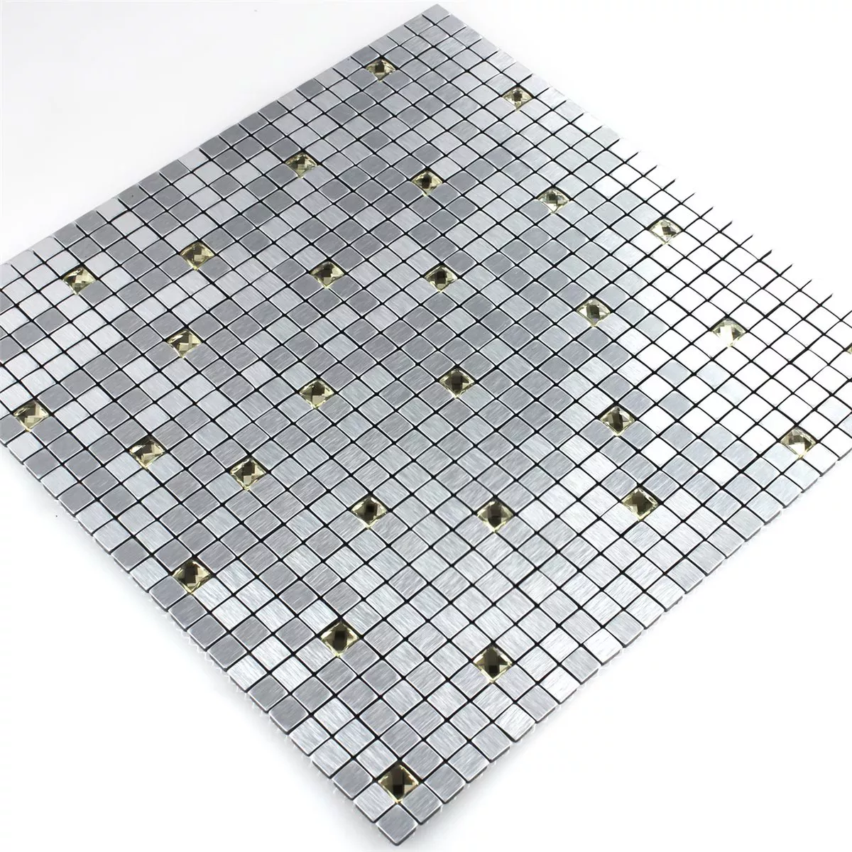 Mozaika Szkło Metal Srebrny Złoto Diament 10x10x4mm