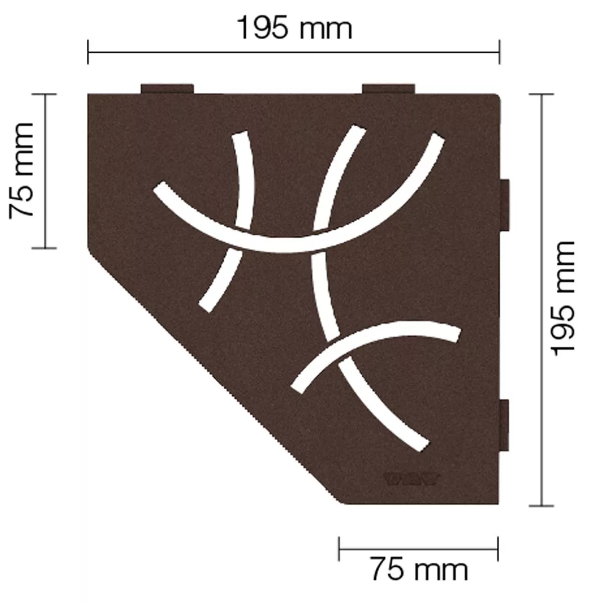 Półka ścienna Półka prysznicowa Schlüter 5-rogowa 19,5x19,5cm Krzywa