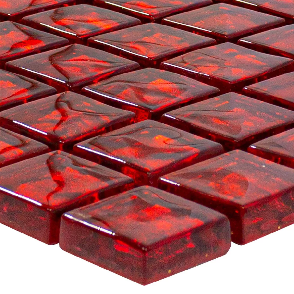 Mozaiki Szklana Płytki Santa Cruz Strukturalny Czerwone