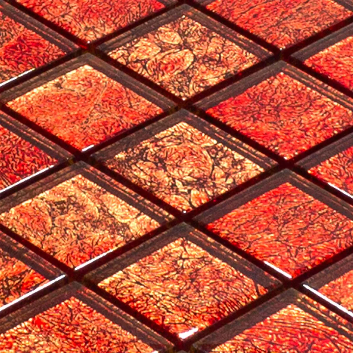 Mozaiki Szklana Płytki Seraphina Czerwone Kwadrat 47