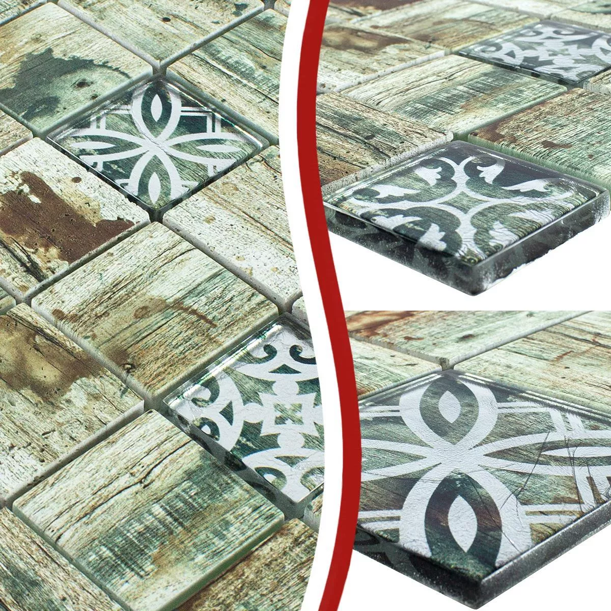 Próbka Mozaiki Szklana Płytki Wygląd Drewna Township Beżowy Brązowy