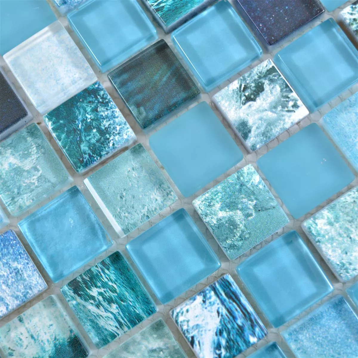 Mozaika Szklana Płytki Cornelia Retro Optyka Zielony Niebieski