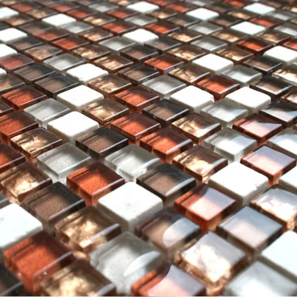 Mozaika Szkło Marmur 15x15x8mm Czerwone Mix