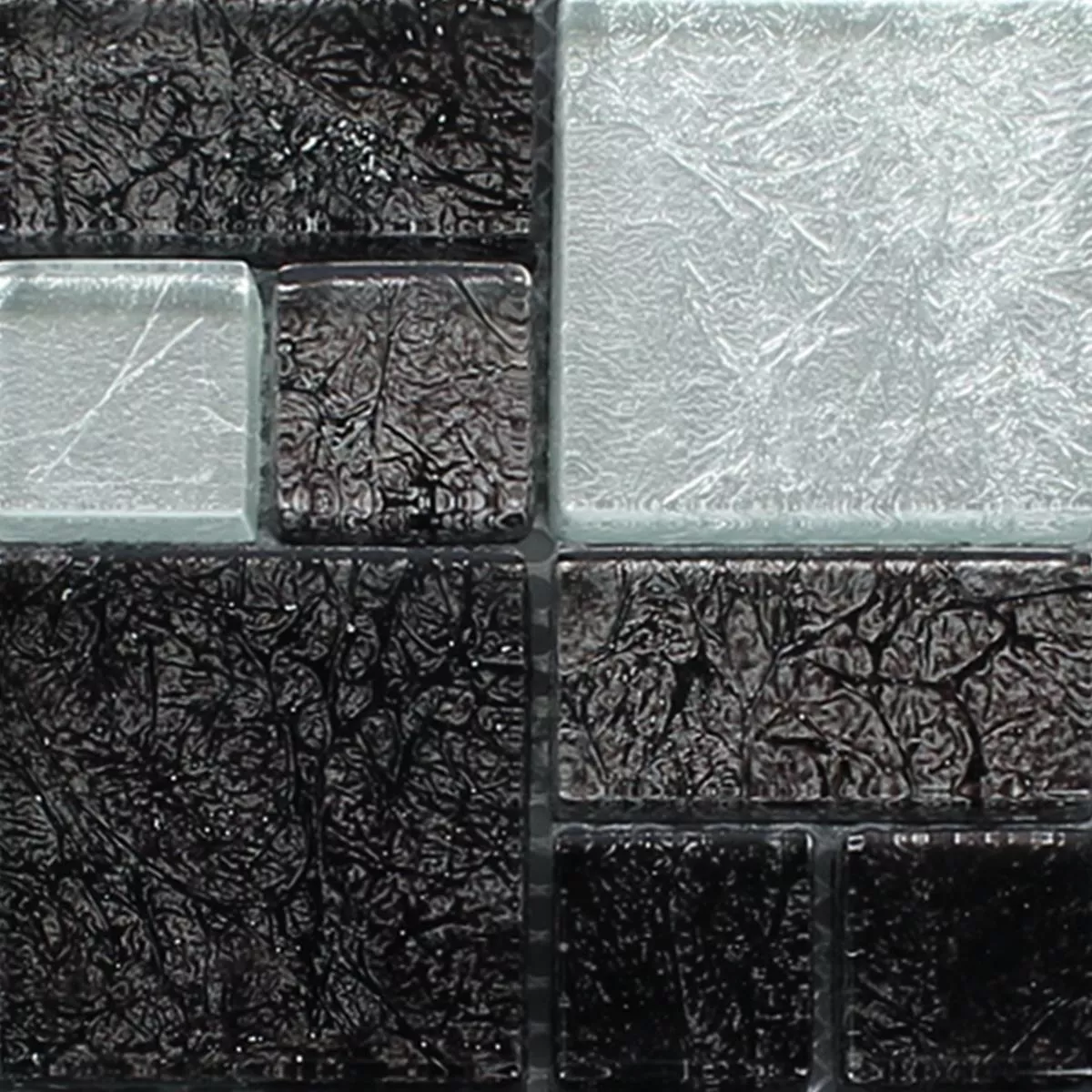 Próbka Mozaika Szklana Płytki Curlew Czarny Srebrny ix