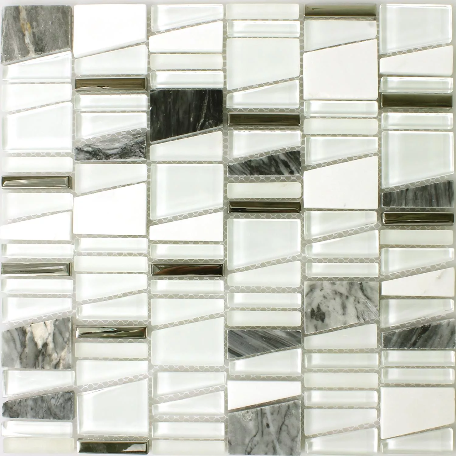 Mozaika Szkło Żywica Kamień Naturalny Biały Efekt
