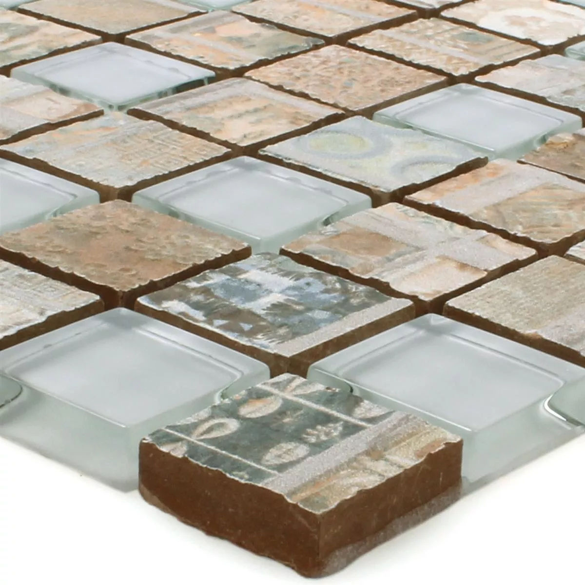 Próbka Mozaika Szkło Ceramika Bellevue Brązowy Kwadrat