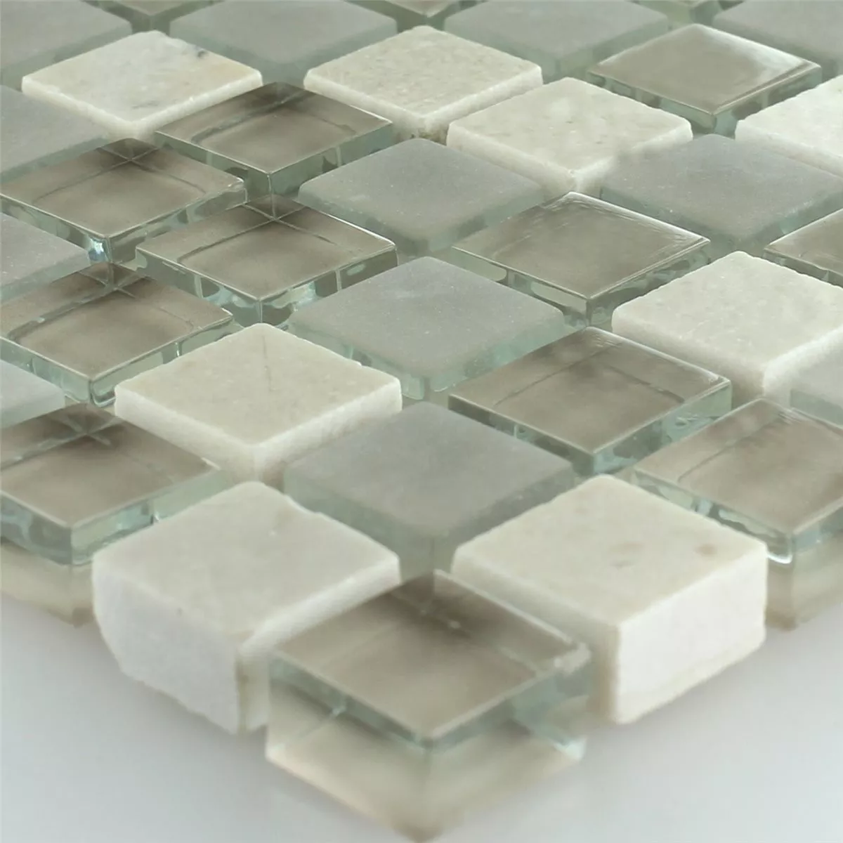 Mozaika Szkło Marmur Barbuda Kremowa 15x15x8mm