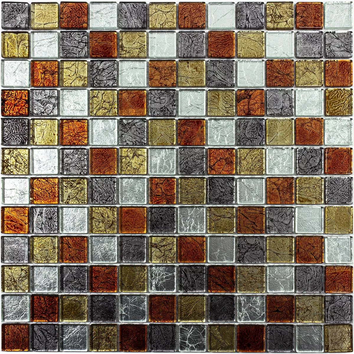 Mozaika Szkło Bonnie Kryształ Strukturalny Złoto Srebrny Czerwone