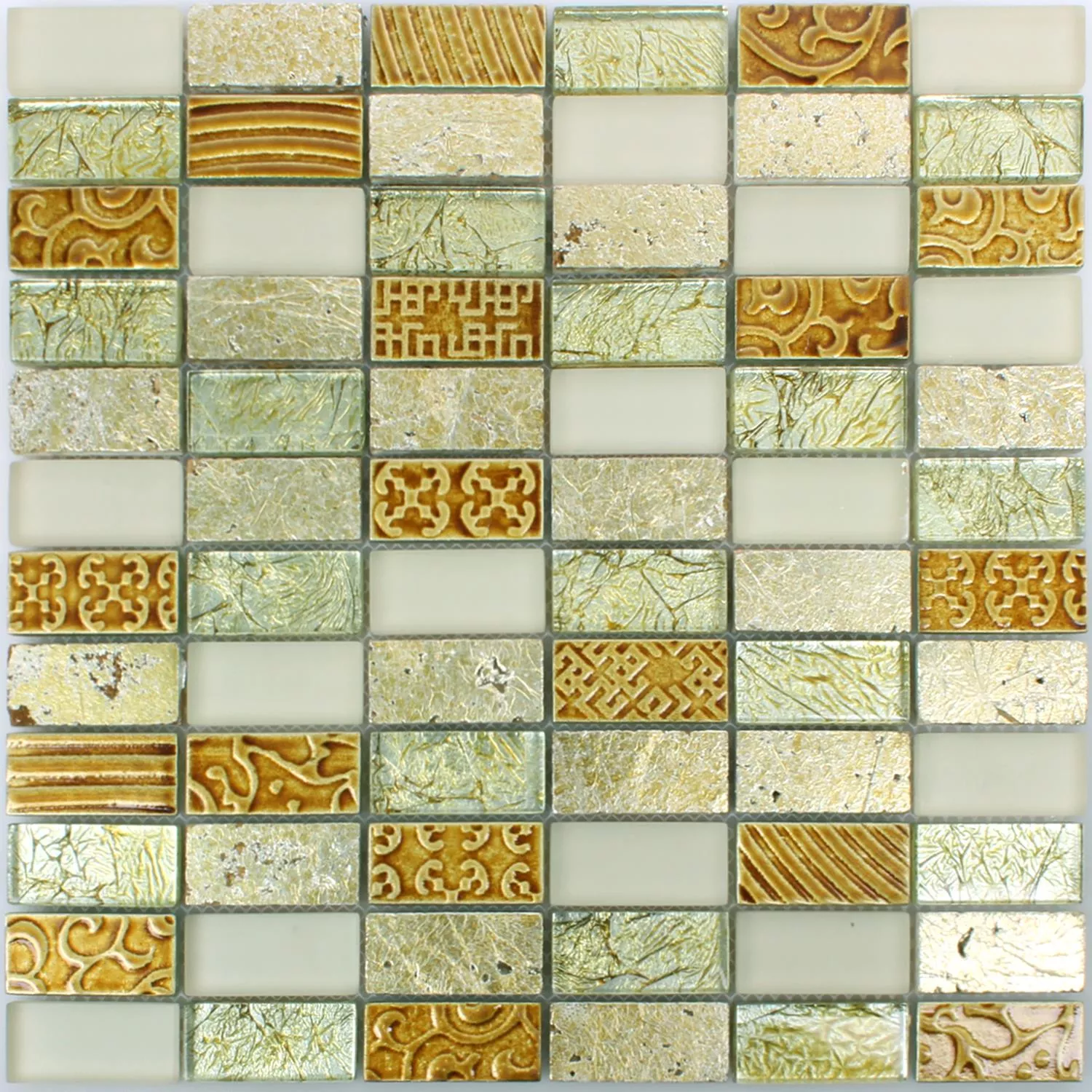 Próbka Mozaika Szkło Kamień Naturalny Piroshka Złoto
