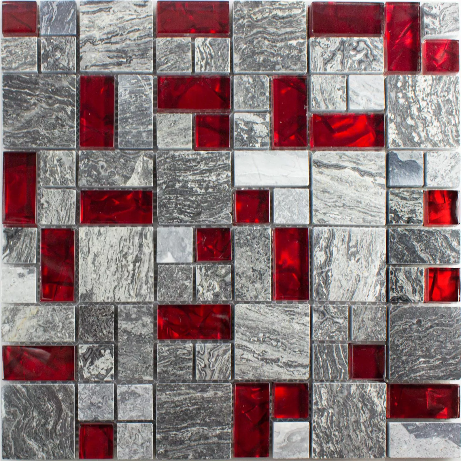 Mozaika Szklana Plytka Z Naturalnego Kamienia Manavgat Szary Czerwone 2 Mix