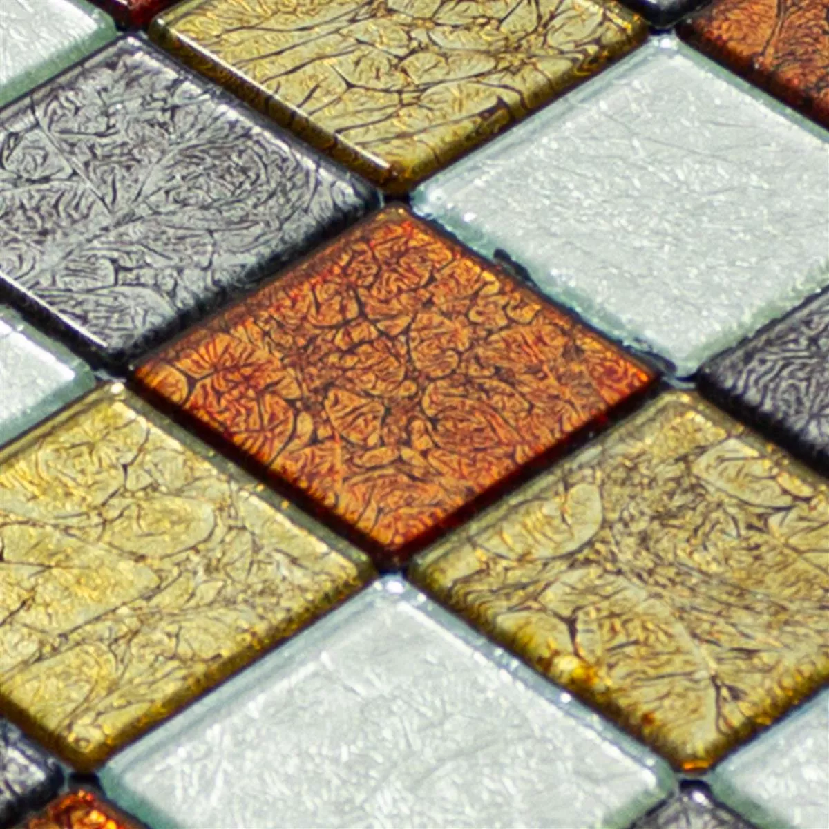 Mozaiki Szklana Płytki Curlew Czerwone Brązowy Srebrny Q48 4mm 