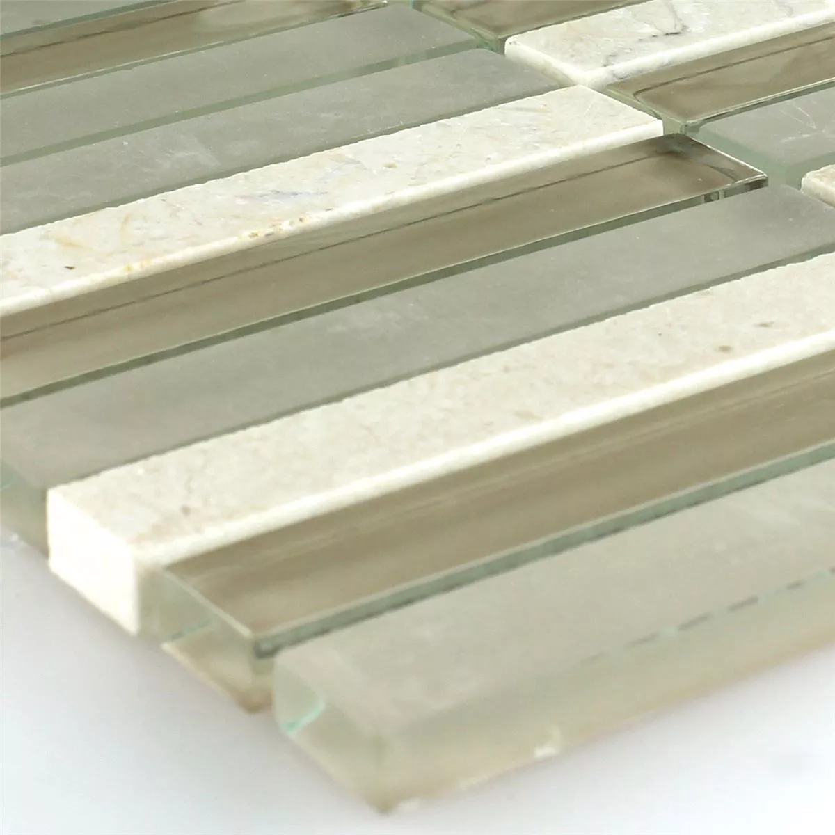 Mozaika Szkło Marmur Barbuda Kremowa 15x98x8mm