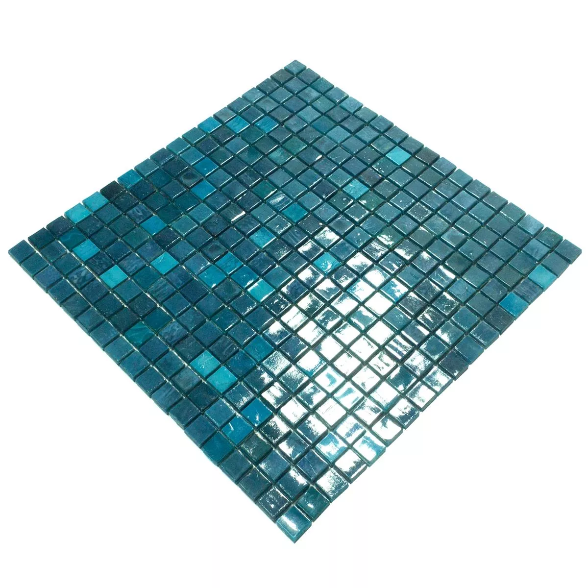 Mozaiki Szklana Płytki New River Azur Niebieski Mix