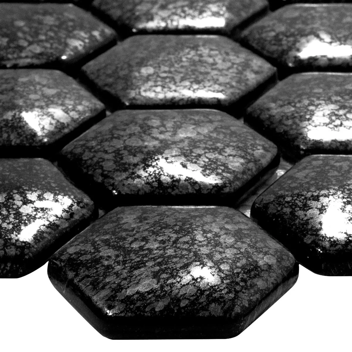 Mozaiki Szklana Płytki Leopard Sześciokąt 3D Szary