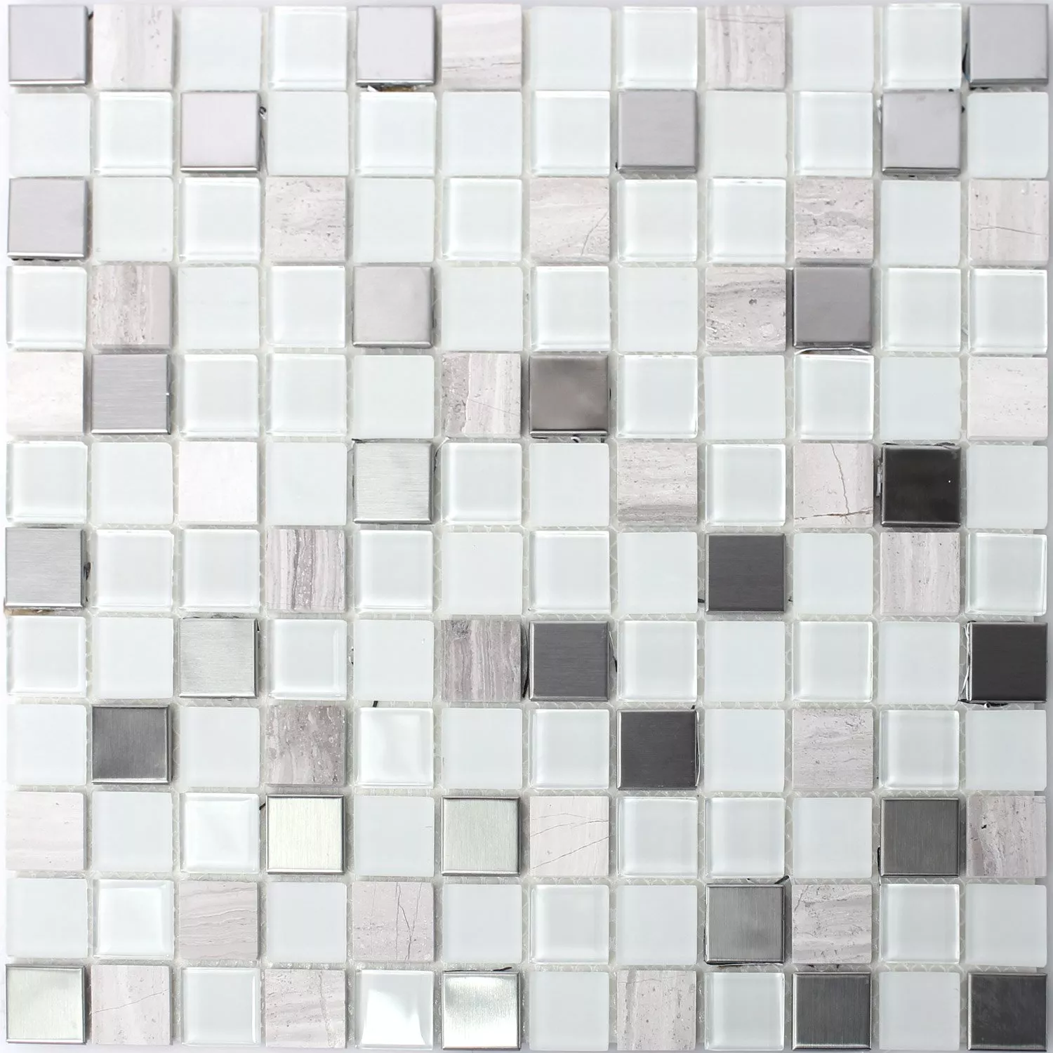 Samoprzylepny Metal Kamień Mozaika Szkło Biały