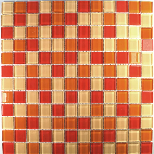 Mozaika Szklana Płytki Valencia Czerwony Pomarańczowy