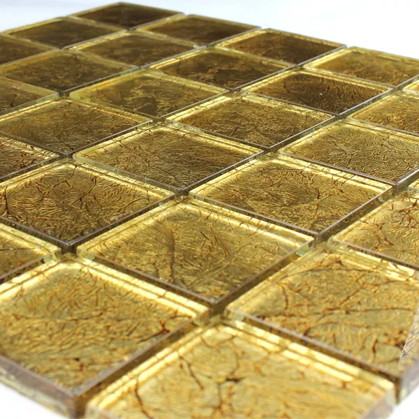 Mozaika Szklana Płytki 48x48x8mm Złoto Metal