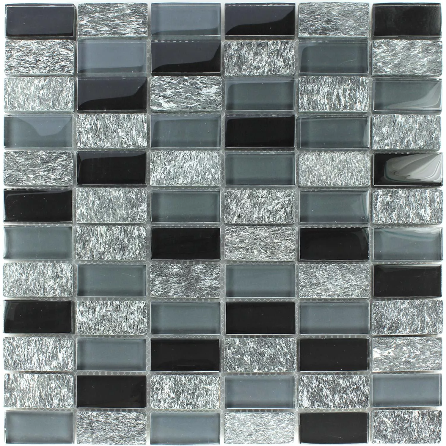 Mozaika Szkło Marmur Szary Czarny Mix
