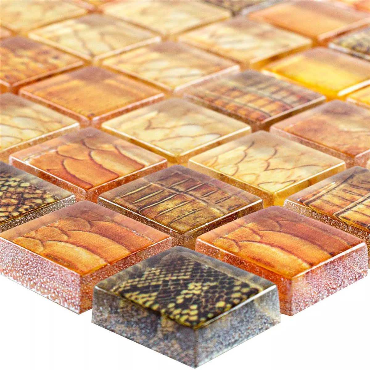 Próbka Mozaika Szklana Płytki Python Pomarańczowy 23