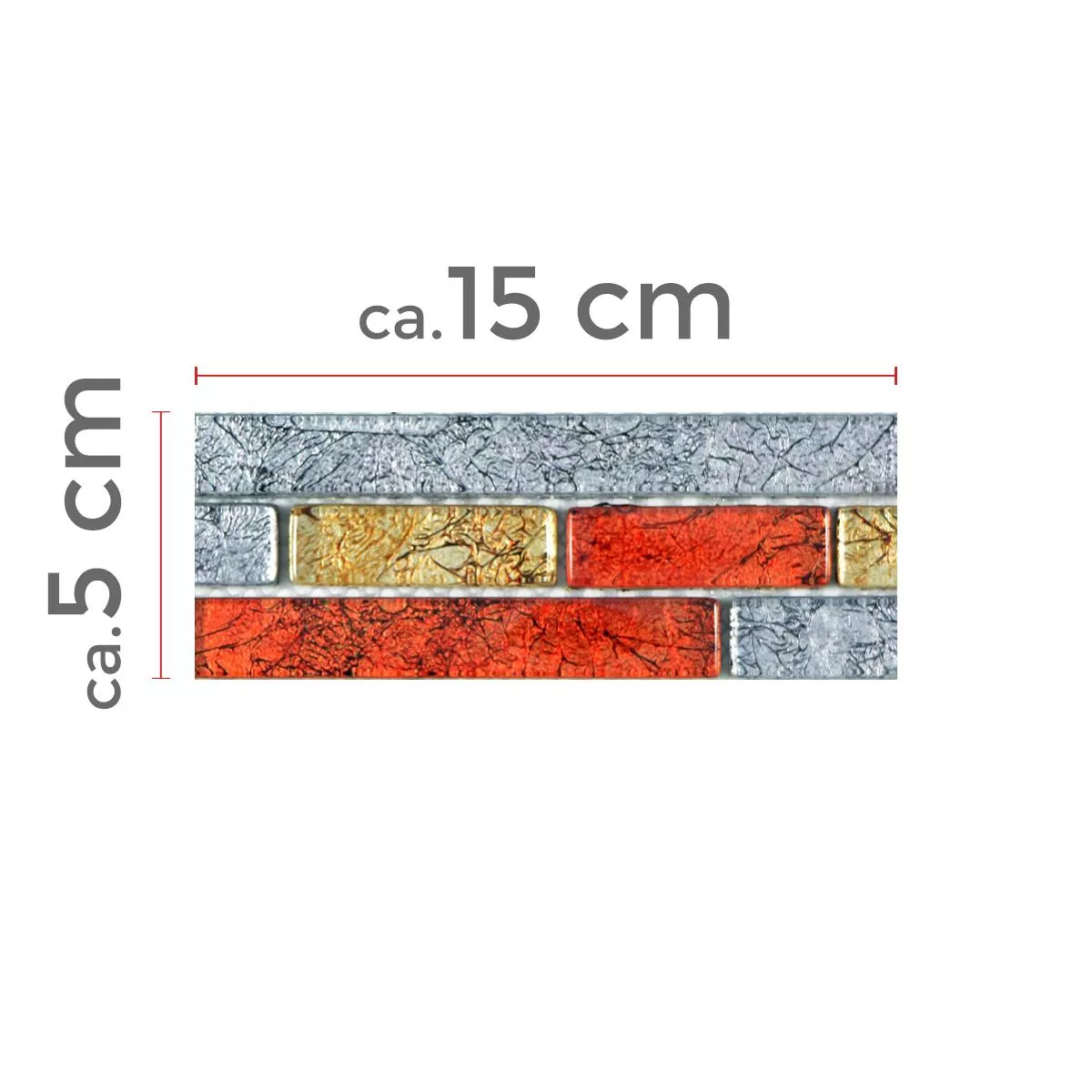 Próbka Mozaika Szklana Płytki Curlew Czerwone Brązowy Srebrny Pattern