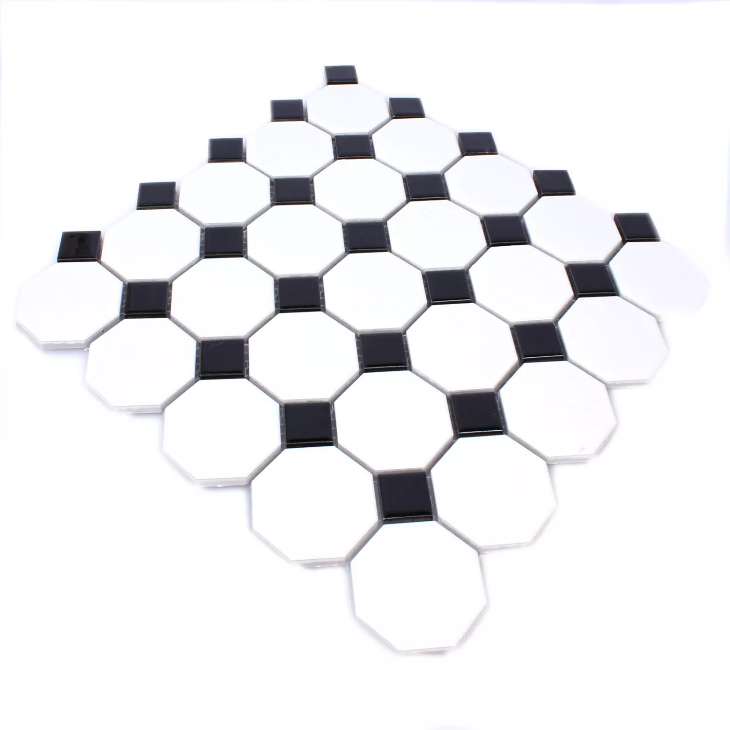 Próbka Mozaika Ceramika Ośmiokąt Belami Czarny Biały